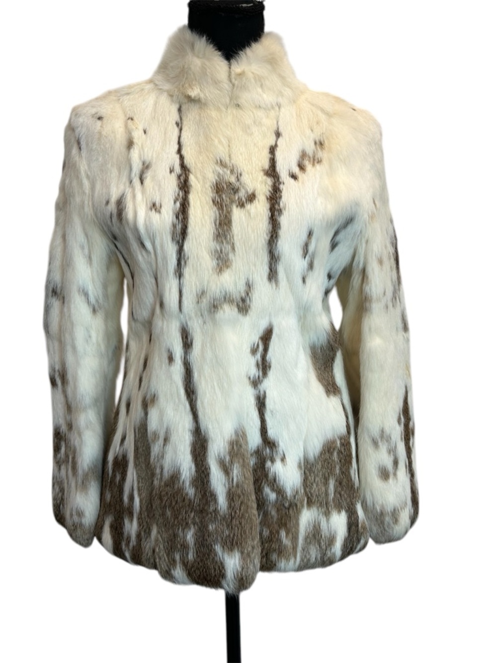 Women's Ivory and Brown Faux Fur Jacket